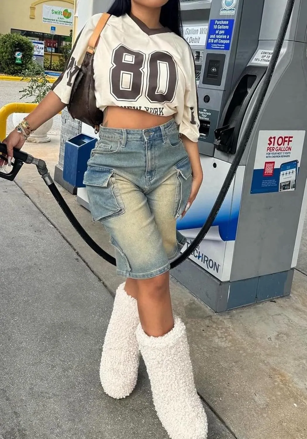 LKOUS Women's Cargo Denim Shorts, Y2K Straight Wide Leg Cargo Pants, High Waisted Cargo Jeans with Pocket