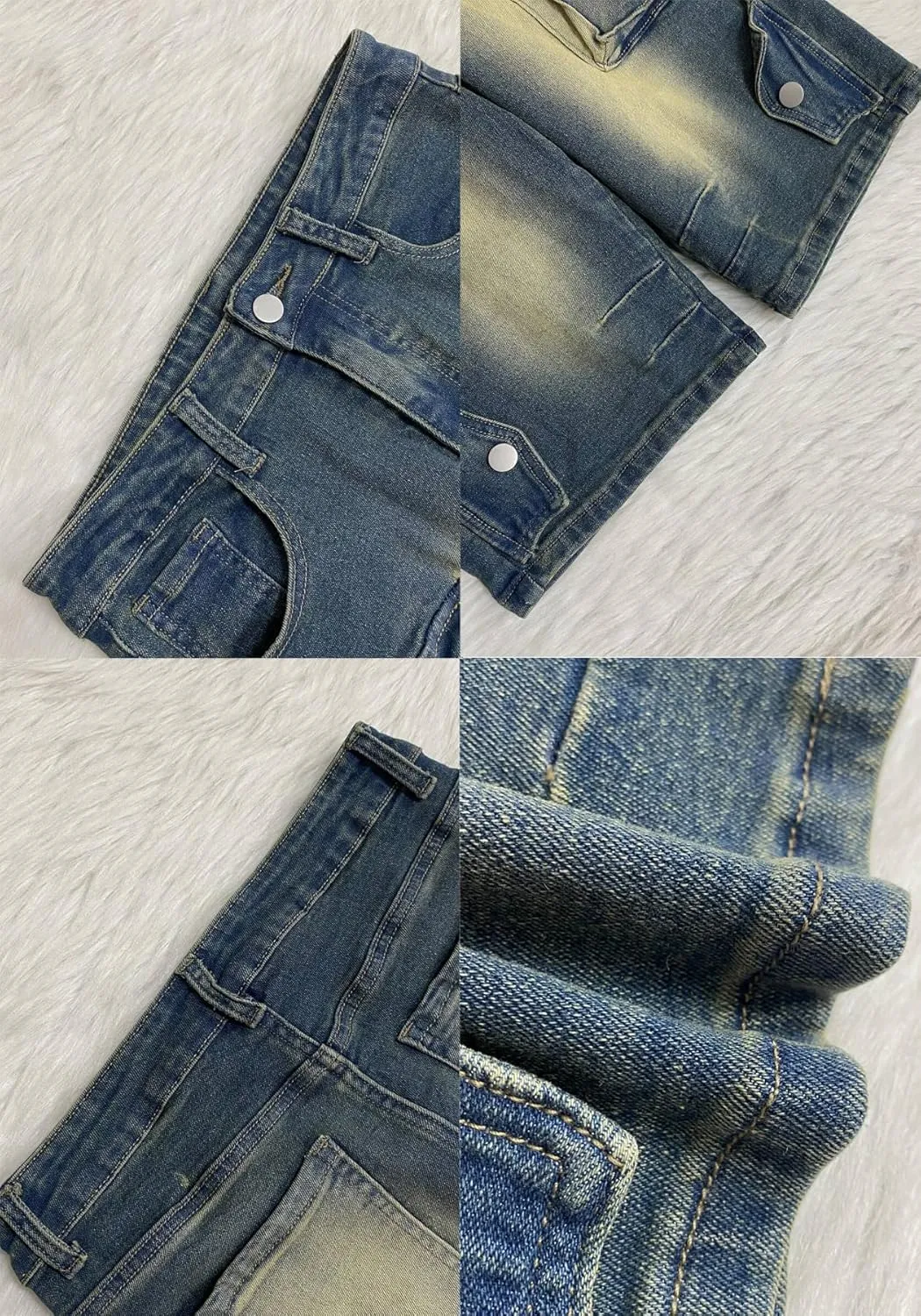 LKOUS Women's Cargo Denim Shorts, Y2K Straight Wide Leg Cargo Pants, High Waisted Cargo Jeans with Pocket