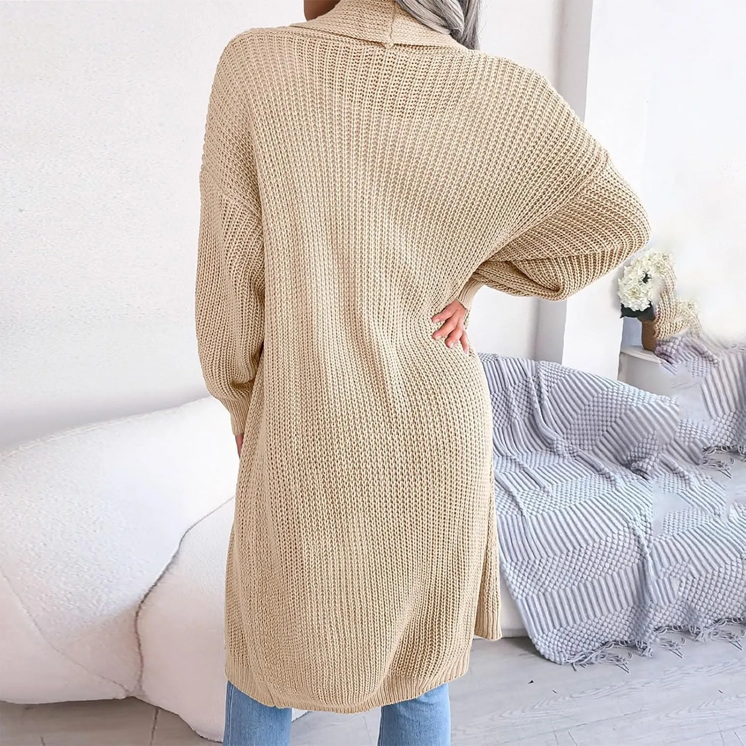 Long Cardigans for Women Cable Cable Knit Long Sleeve Open Front Cardigan Comfy Soft Slouchy Sweaters