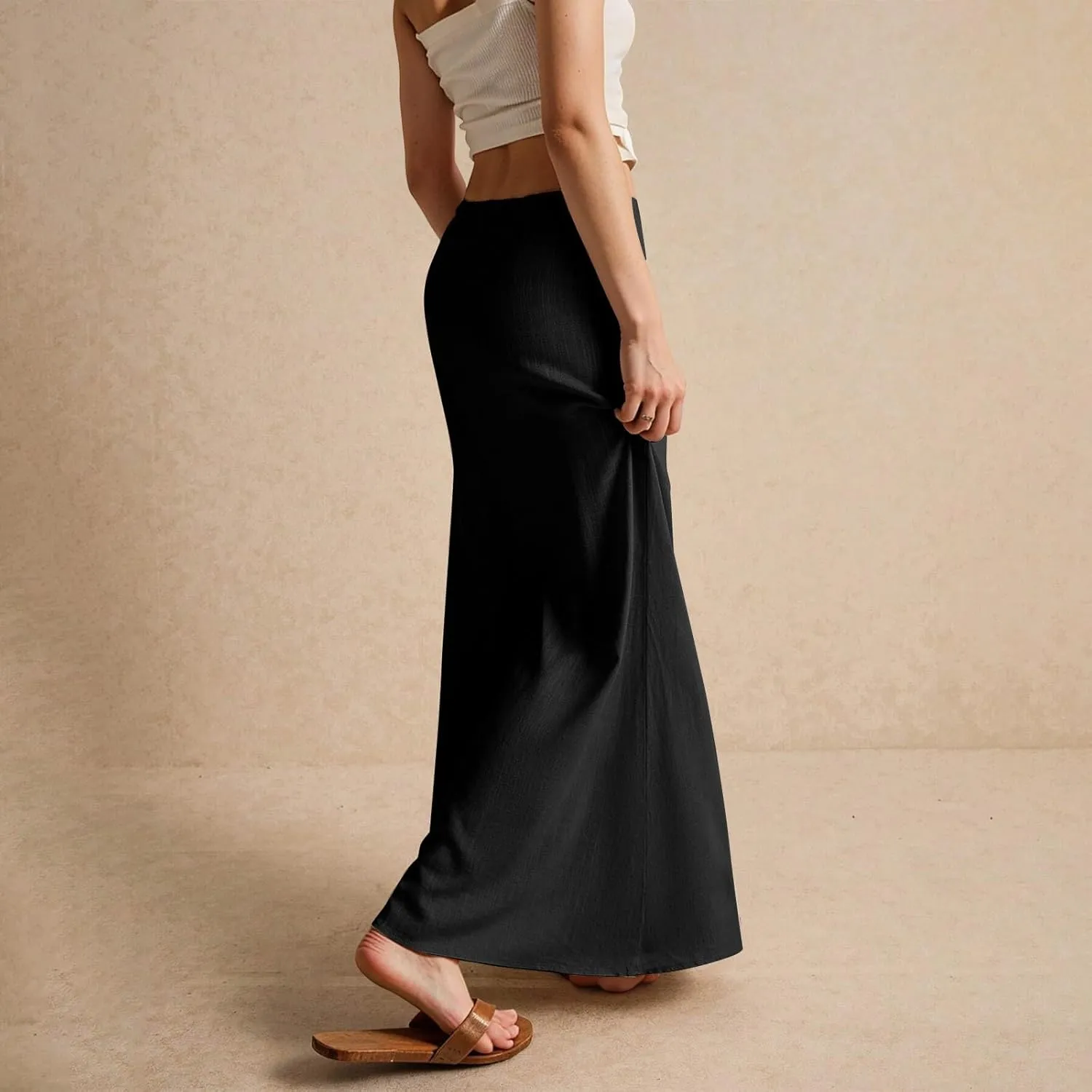 Long Skirts for Women Trendy Summer Comfy Drawstring Waist A Line Skirts Cute Vacation Boho Long Flowy Skirts