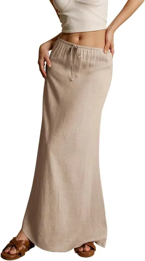 Long Skirts for Women Trendy Summer Comfy Drawstring Waist A Line Skirts Cute Vacation Boho Long Flowy Skirts