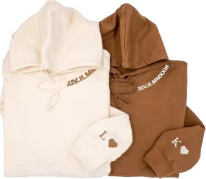 LOVELYPOD Custom Embroidered Roman Numeral Hoodies, Matching Hoodies Couples, Custom Hoodies For Boyfriend With Initial Heart,Couples Sweatshirt, For Him Her, Birthday Anniversary Couples Gift