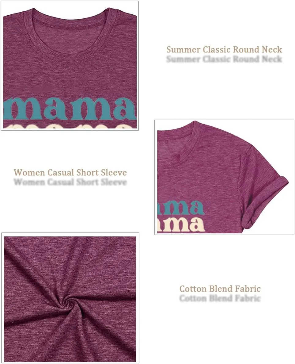 Mama Shirts for Women Thanksgiving Shirts Cute Mama Letter Graphic Tee Shirts Summer Casual Tops