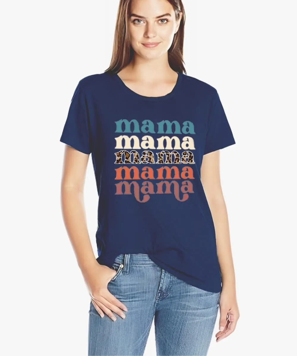 Mama Shirts for Women Thanksgiving Shirts Cute Mama Letter Graphic Tee Shirts Summer Casual Tops