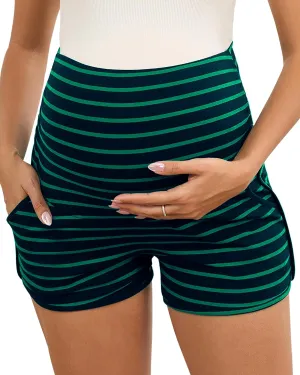Maternity Shorts Over Belly Comfy Lounge Sleep Pajama Workout Athletic Pregnancy Shorts with Pockets