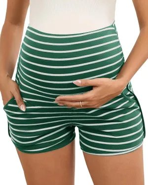 Maternity Shorts Over Belly Comfy Lounge Sleep Pajama Workout Athletic Pregnancy Shorts with Pockets