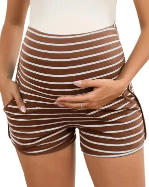 Maternity Shorts Over Belly Comfy Lounge Sleep Pajama Workout Athletic Pregnancy Shorts with Pockets