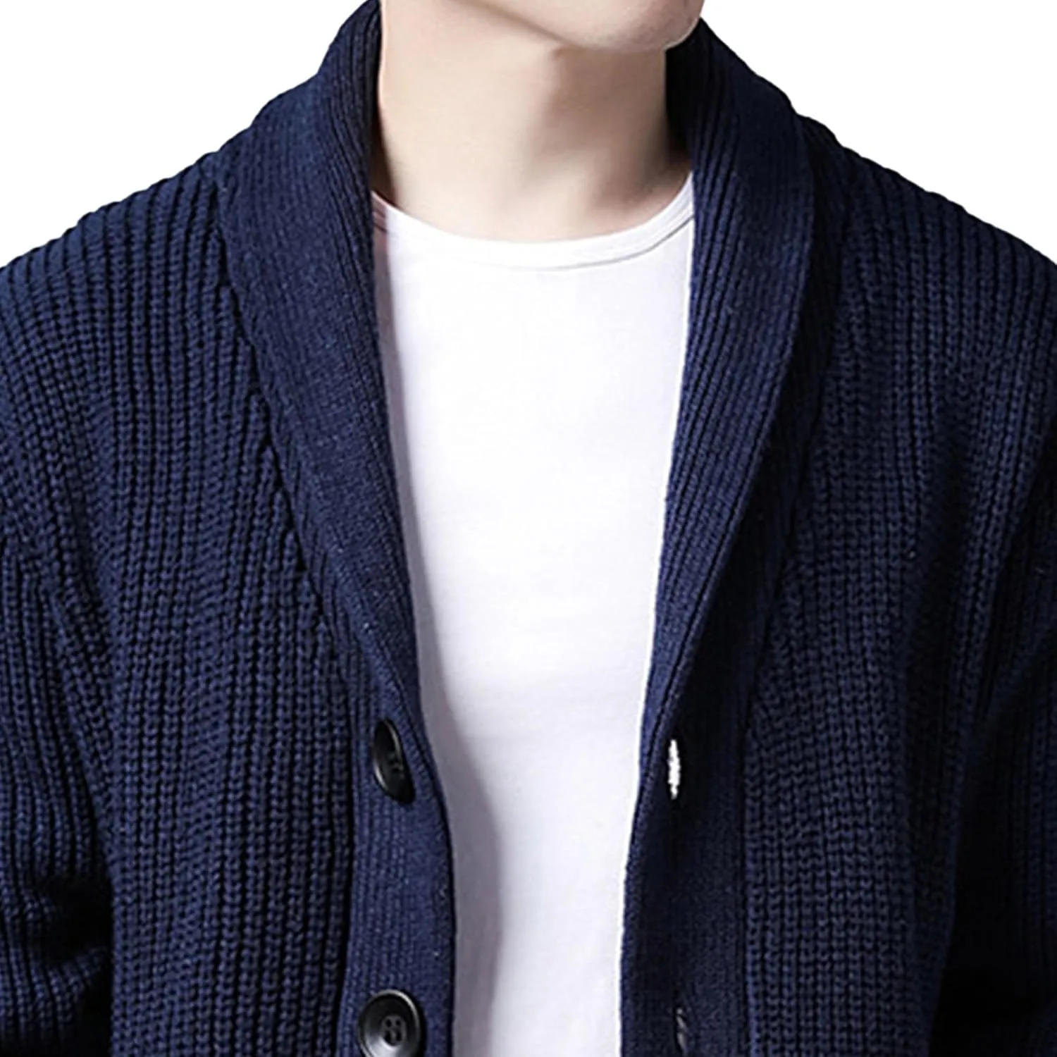 Men Button Down Casual Cardigans Slim Fit Shawl Collar Cardigans Sweater Shawl Collar Knit Cardigan Sweater