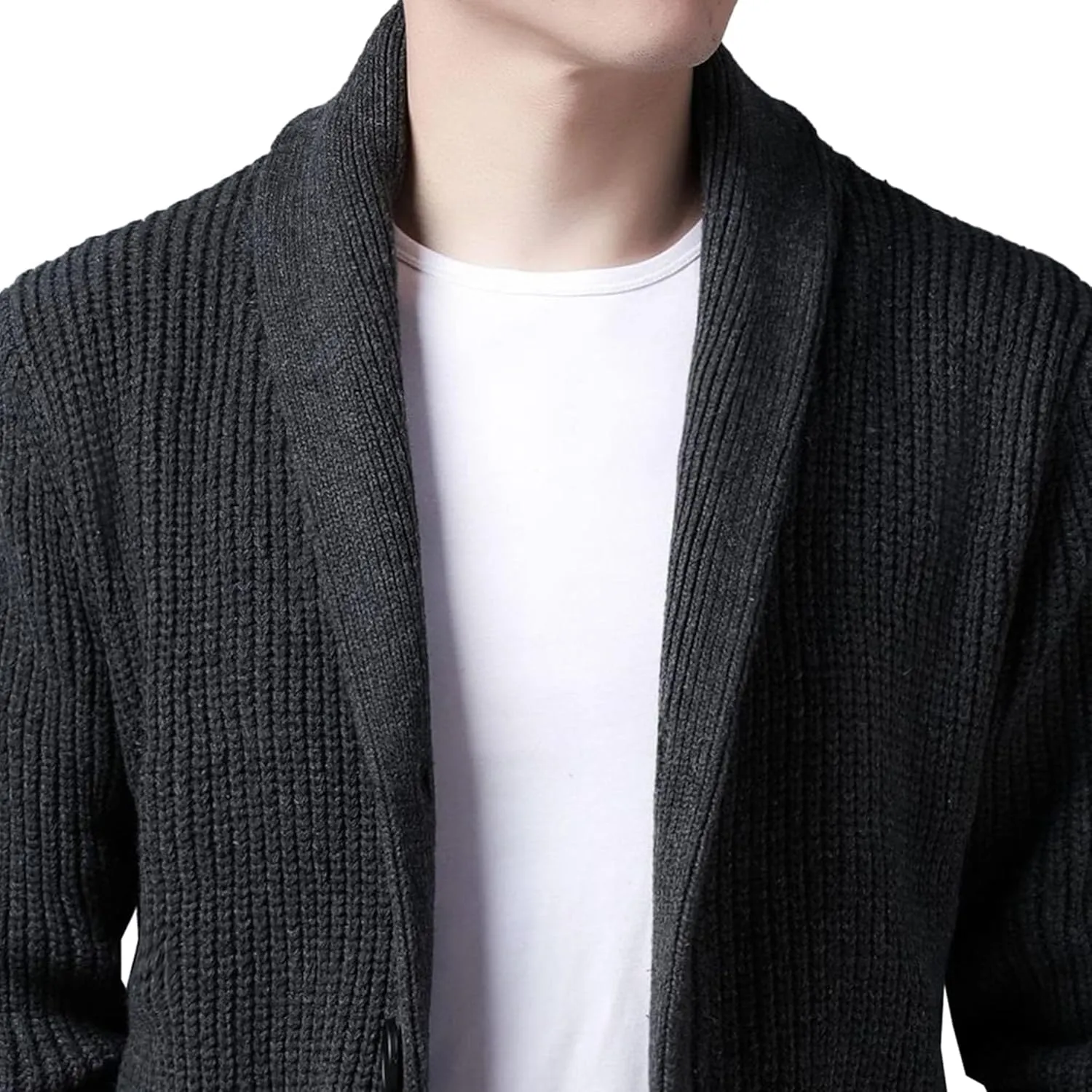 Men Button Down Casual Cardigans Slim Fit Shawl Collar Cardigans Sweater Shawl Collar Knit Cardigan Sweater
