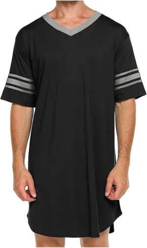 Men Cotton Nightshirt Soft Comfortable Short Sleeve Loose Pajama Tops Oversized Casual Lounge Sleep Shirt Plus Size