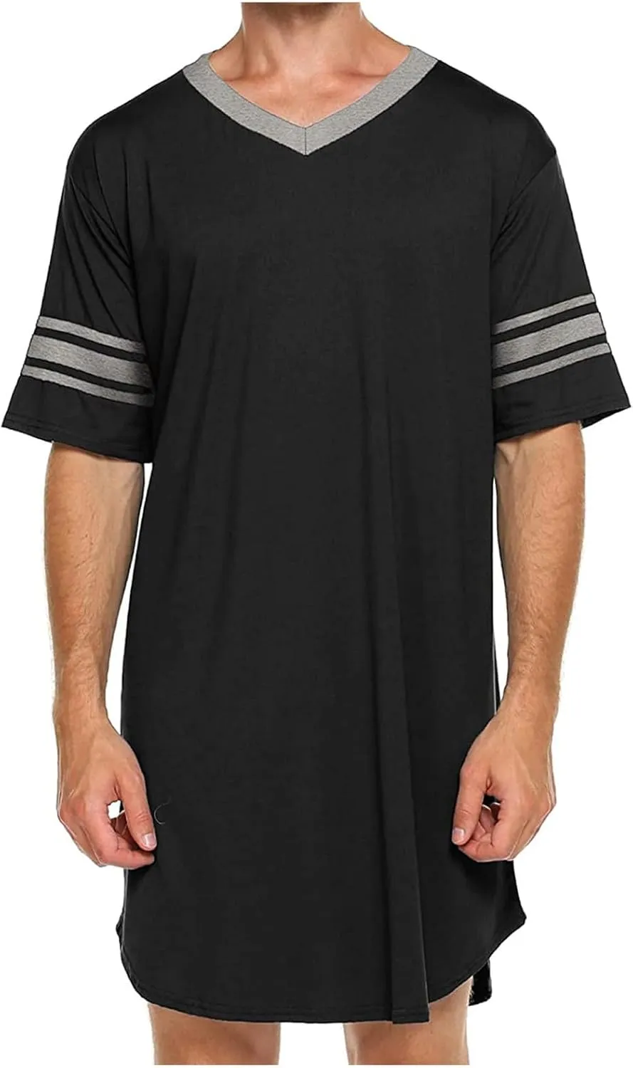 Men Cotton Nightshirt Soft Comfortable Short Sleeve Loose Pajama Tops Oversized Casual Lounge Sleep Shirt Plus Size