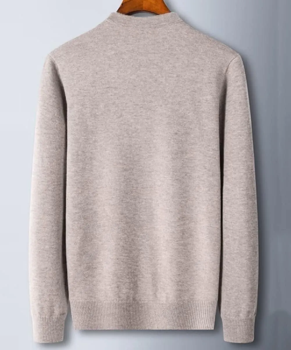 Men's 100% Cashmere Cardigans Button Up Gentleman Cardigans for Men V-Neck Long Sleeve Sweater with Pockets