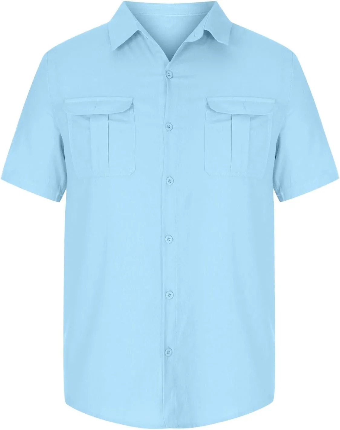 Mens Cotton Linen T-Shirts Shirts Casual Summer Beach Button Down Short Sleeve Shirts Business Work Office Dress Shirts