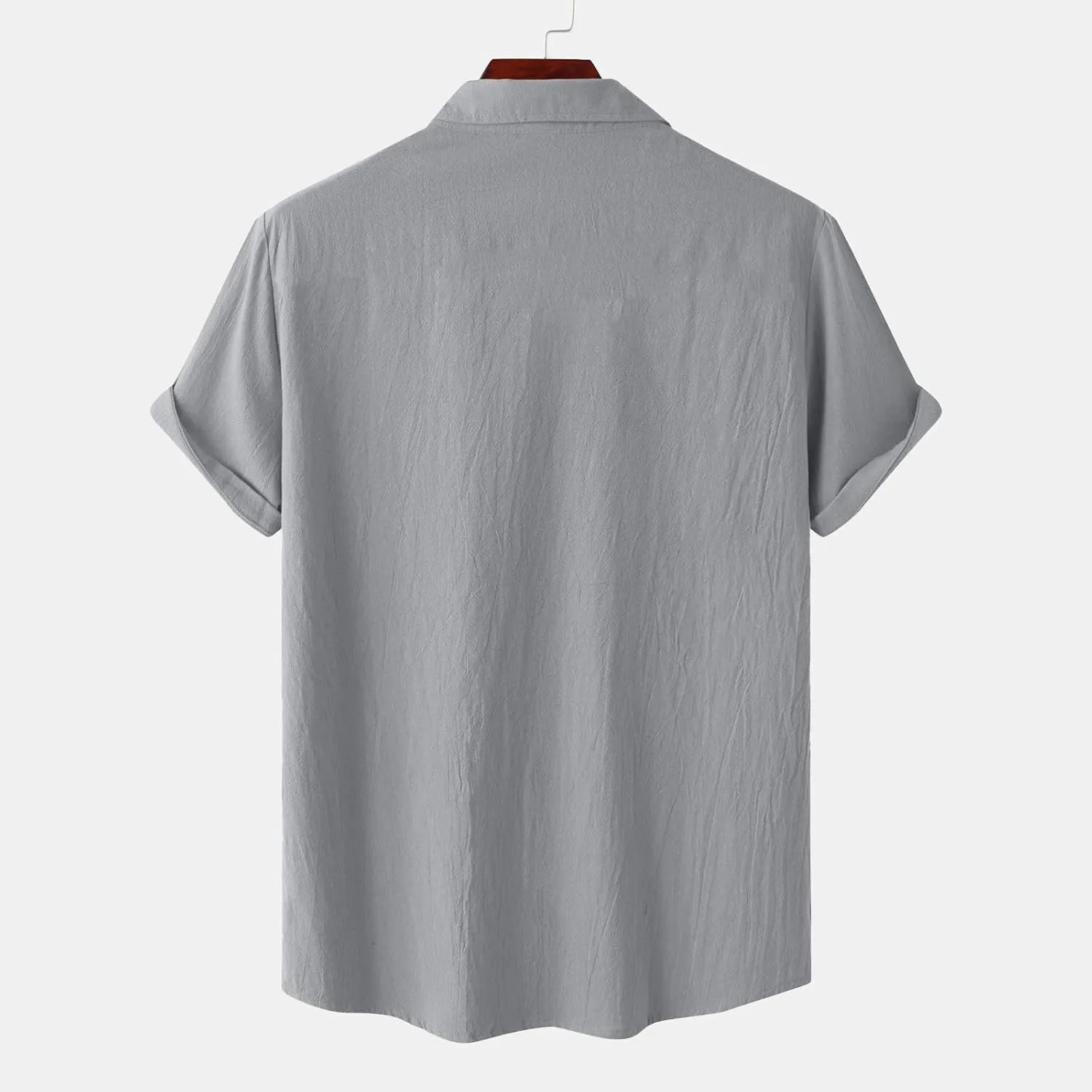 Mens Cotton Linen T-Shirts Shirts Casual Summer Beach Button Down Short Sleeve Shirts Business Work Office Dress Shirts