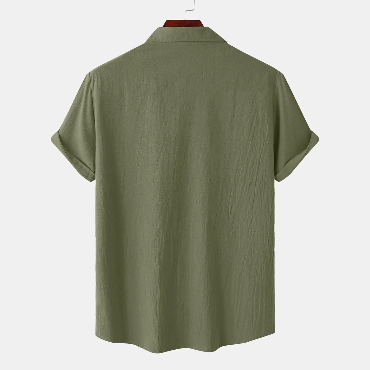 Mens Cotton Linen T-Shirts Shirts Casual Summer Beach Button Down Short Sleeve Shirts Business Work Office Dress Shirts