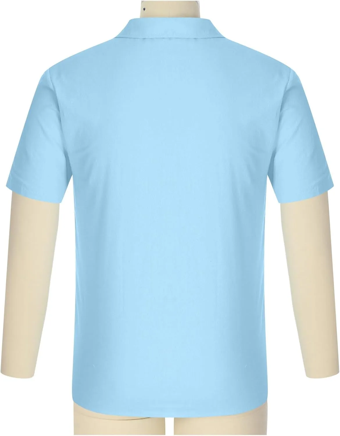 Mens Cotton Linen T-Shirts Shirts Casual Summer Beach Button Down Short Sleeve Shirts Business Work Office Dress Shirts