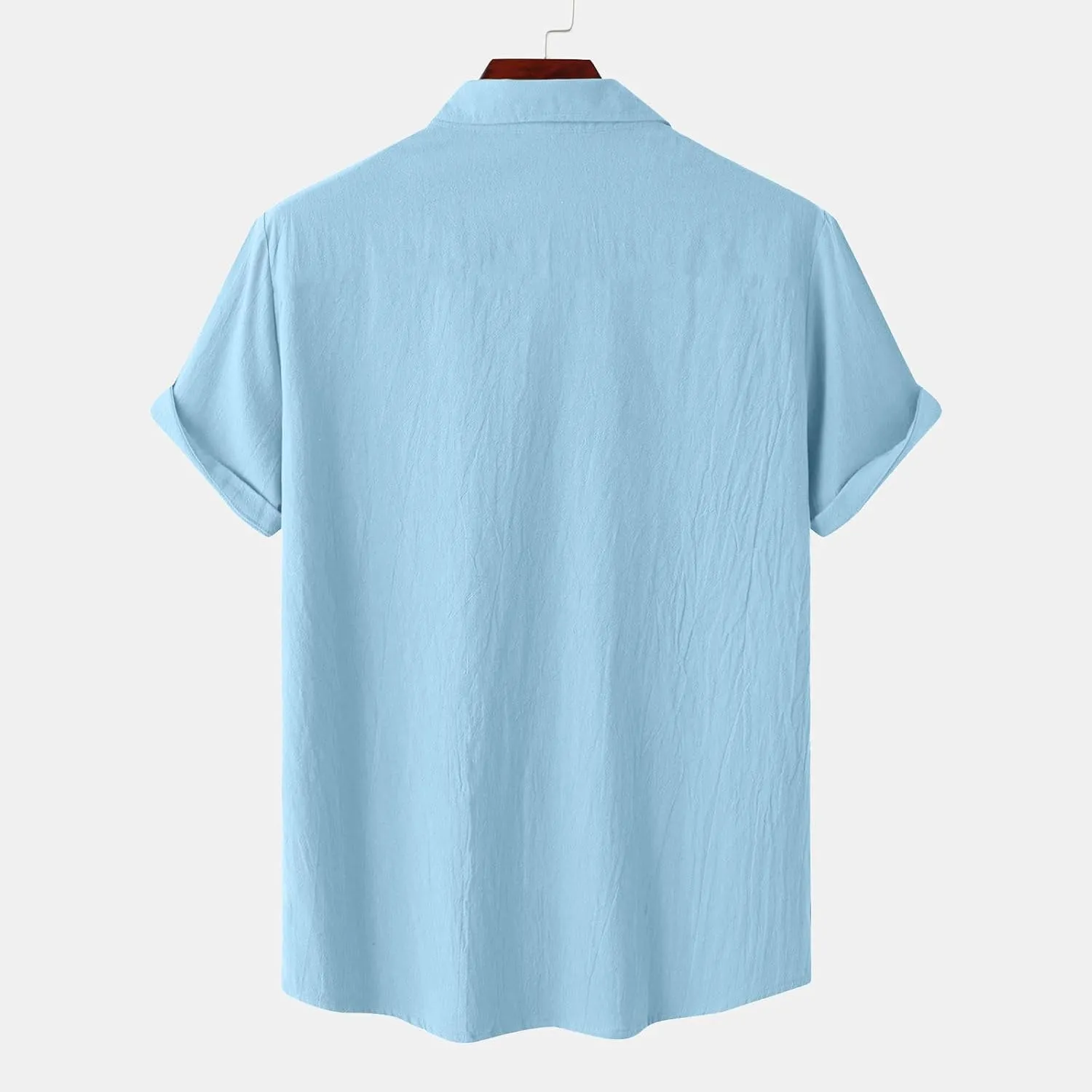 Mens Cotton Linen T-Shirts Shirts Casual Summer Beach Button Down Short Sleeve Shirts Business Work Office Dress Shirts