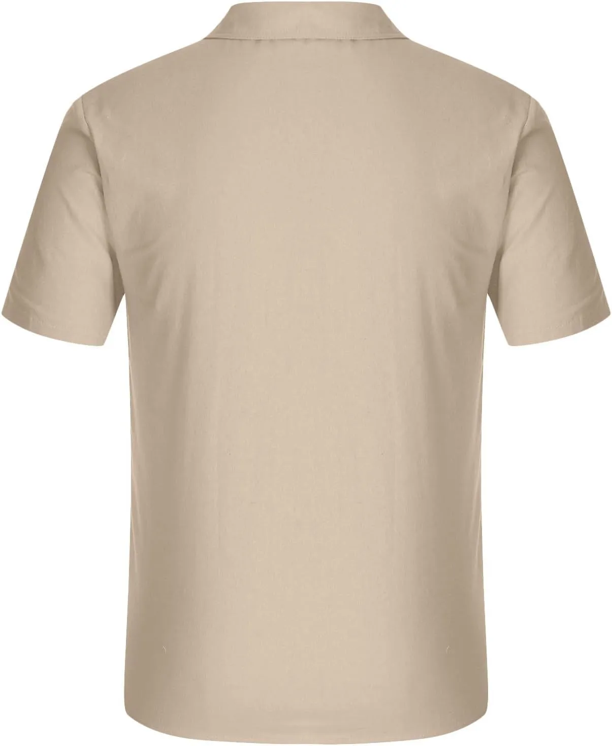 Mens Cotton Linen T-Shirts Shirts Casual Summer Beach Button Down Short Sleeve Shirts Business Work Office Dress Shirts