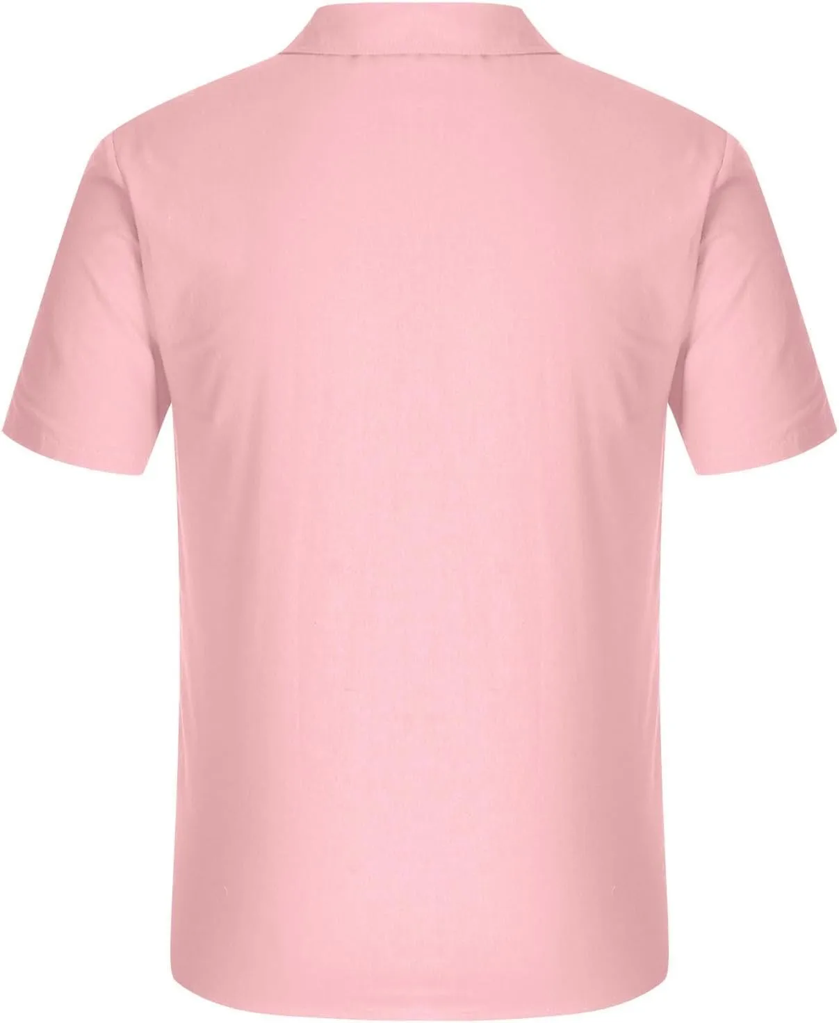 Mens Cotton Linen T-Shirts Shirts Casual Summer Beach Button Down Short Sleeve Shirts Business Work Office Dress Shirts