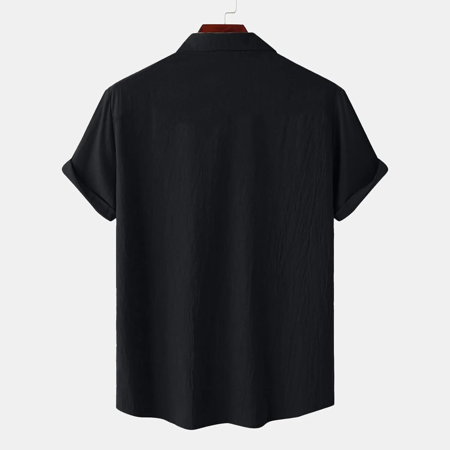 Mens Cotton Linen T-Shirts Shirts Casual Summer Beach Button Down Short Sleeve Shirts Business Work Office Dress Shirts