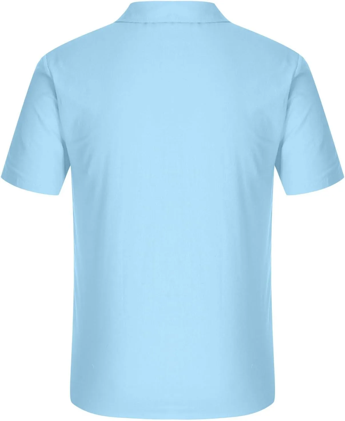 Mens Cotton Linen T-Shirts Shirts Casual Summer Beach Button Down Short Sleeve Shirts Business Work Office Dress Shirts