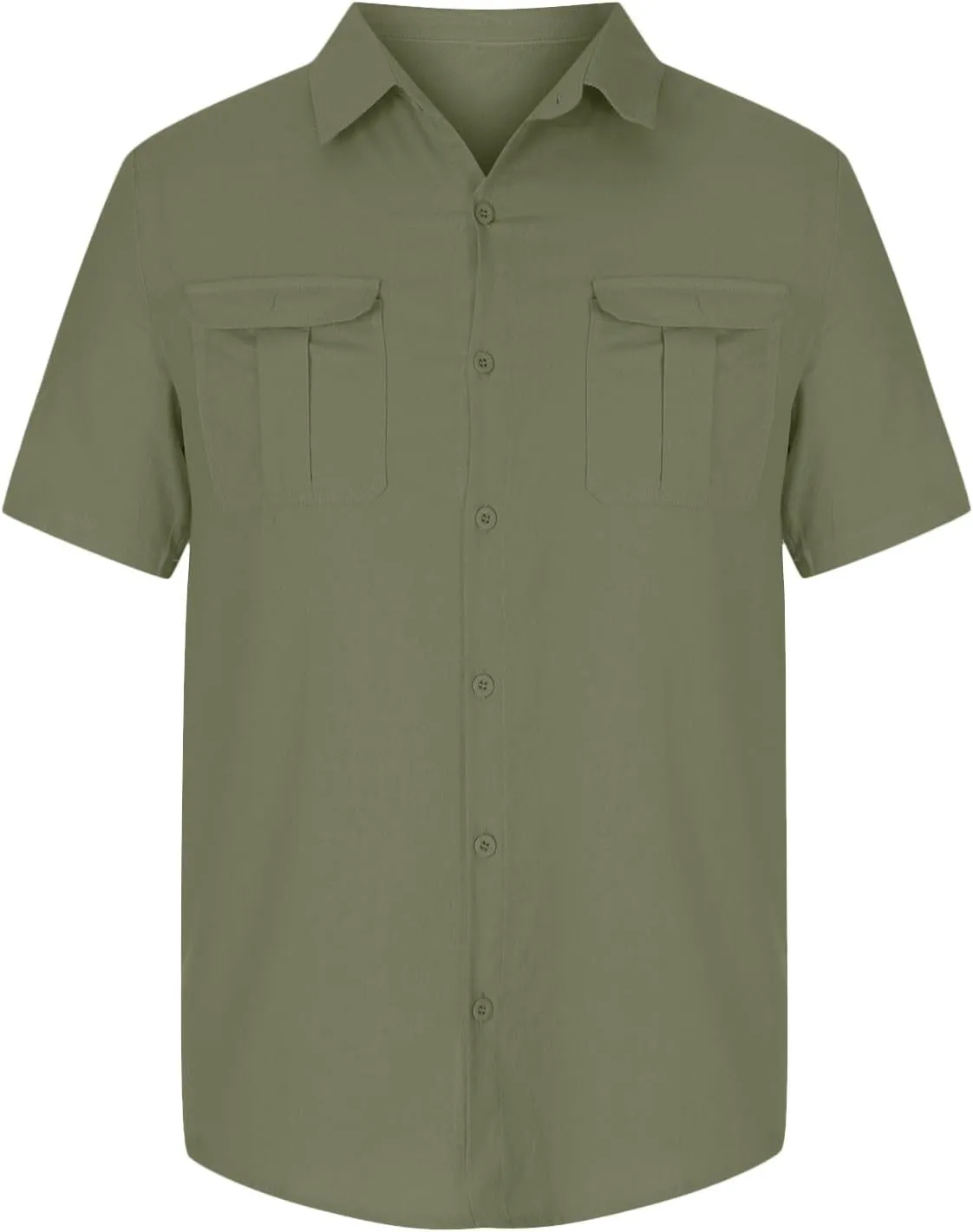 Mens Cotton Linen T-Shirts Shirts Casual Summer Beach Button Down Short Sleeve Shirts Business Work Office Dress Shirts