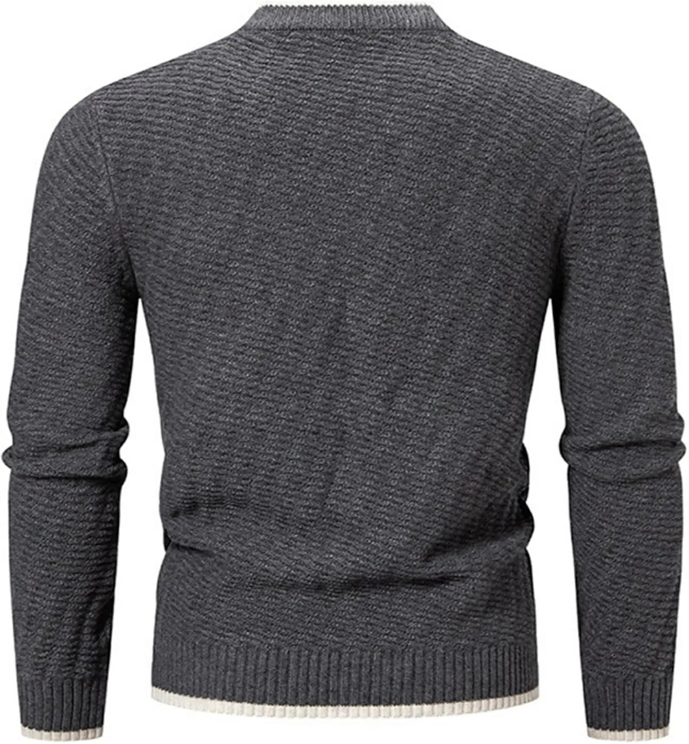 Men's Crewneck Sweater Slim Fit Lightweight Pullover Long Sleeve Solid Color Tops Ribbed Knitted Fall Fashion Sweater