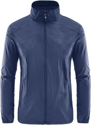Mens Cycling Rain Jacket Outdoor Lightweight Waterproof Packable Soft Shell Windbreaker Jacket for Hiking Golf Running