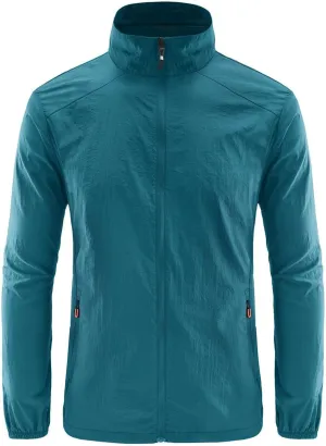 Mens Cycling Rain Jacket Outdoor Lightweight Waterproof Packable Soft Shell Windbreaker Jacket for Hiking Golf Running