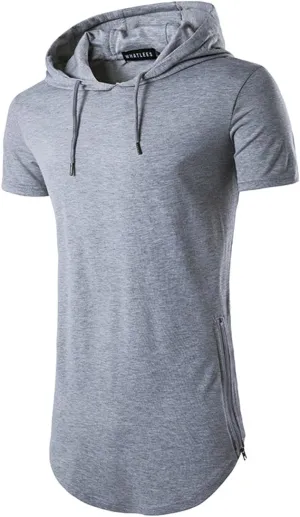 Men's Hipster Hip Hop Hoodies Side Zipper T Shirt Casual Cotton Pullover Hoodies Shirts