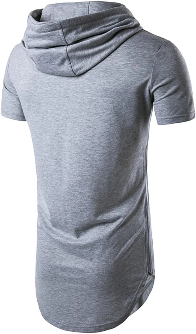 Men's Hipster Hip Hop Hoodies Side Zipper T Shirt Casual Cotton Pullover Hoodies Shirts