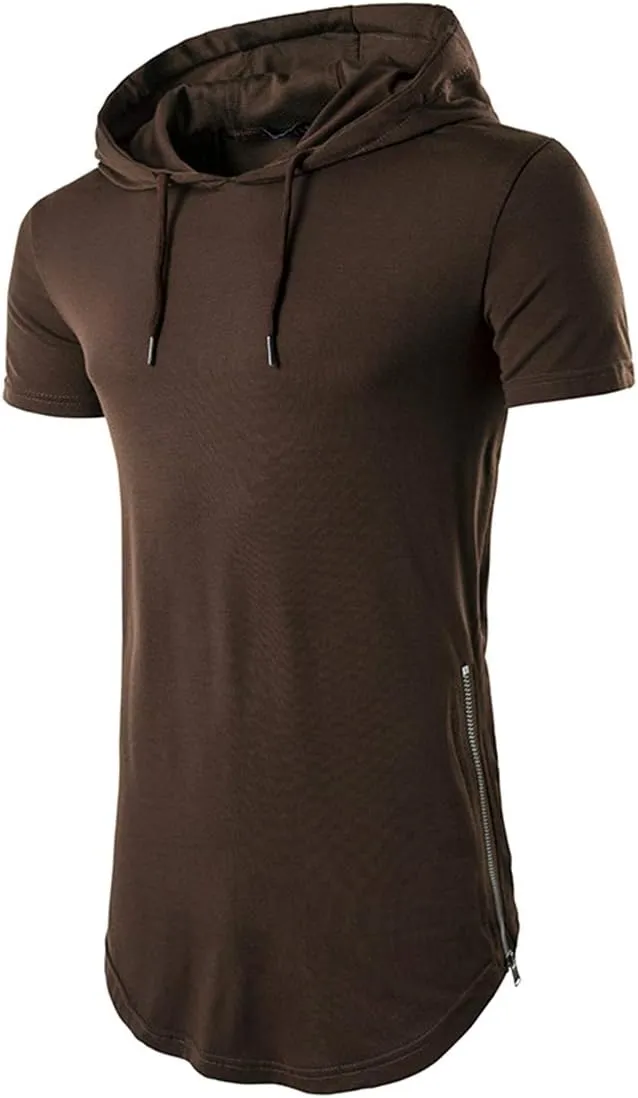 Men's Hipster Hip Hop Hoodies Side Zipper T Shirt Casual Cotton Pullover Hoodies Shirts