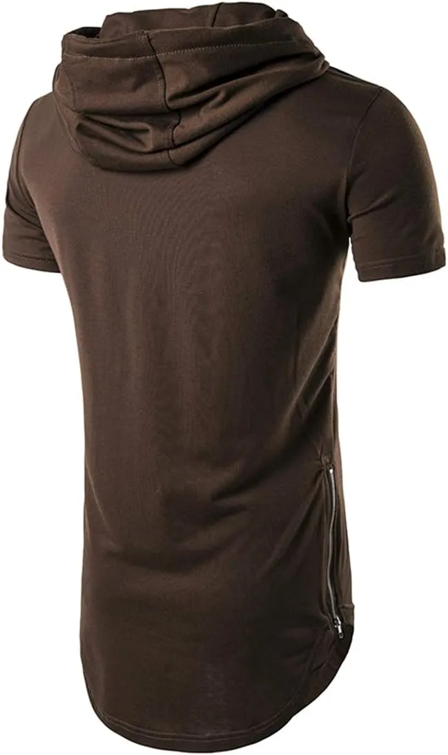 Men's Hipster Hip Hop Hoodies Side Zipper T Shirt Casual Cotton Pullover Hoodies Shirts