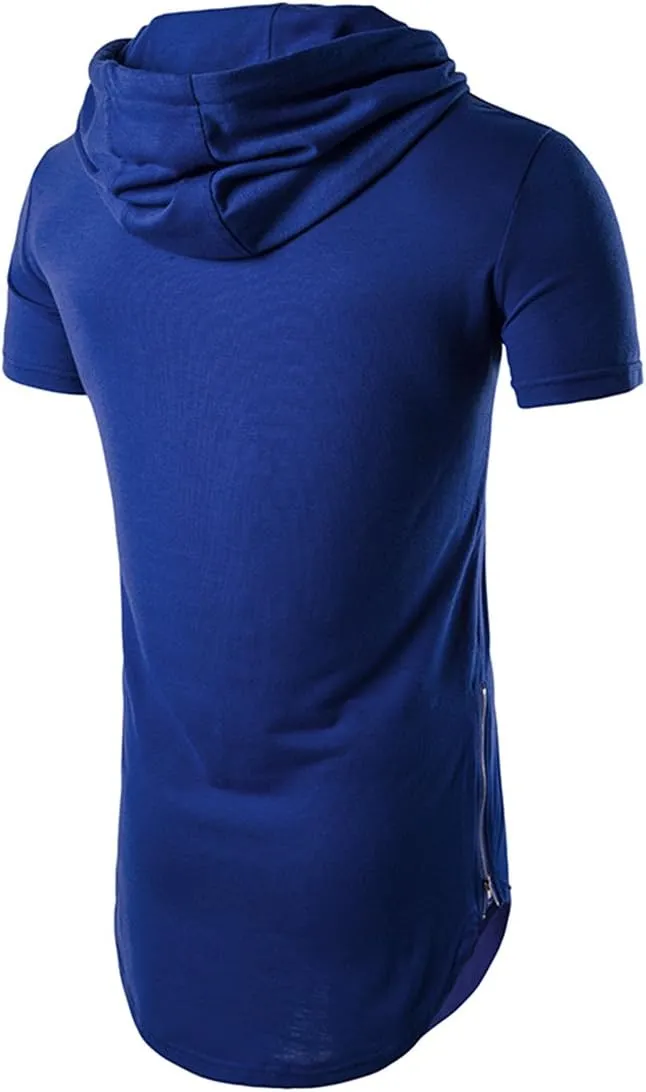 Men's Hipster Hip Hop Hoodies Side Zipper T Shirt Casual Cotton Pullover Hoodies Shirts