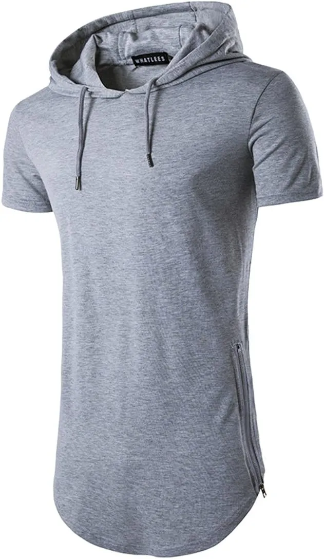 Men's Hipster Hip Hop Hoodies Side Zipper T Shirt Casual Cotton Pullover Hoodies Shirts