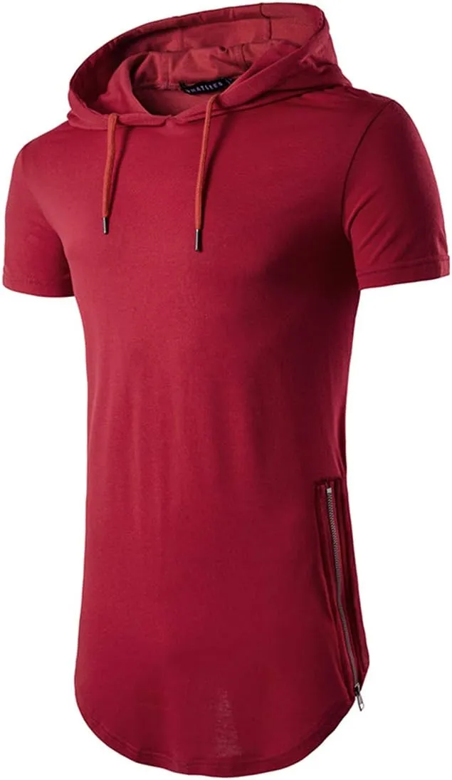 Men's Hipster Hip Hop Hoodies Side Zipper T Shirt Casual Cotton Pullover Hoodies Shirts