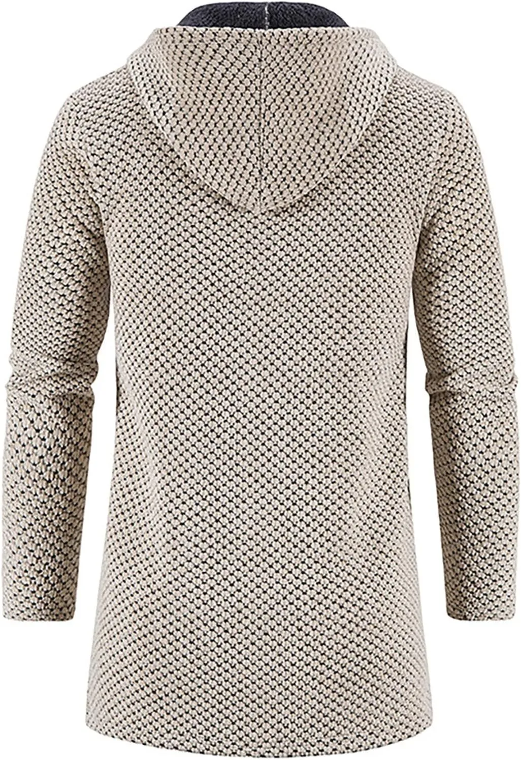 Mens Hoodies Pullover Plaid Knitting Drawstring Coat Sweater Warm Solid Color Jackets Tops Sleeve Hoodies