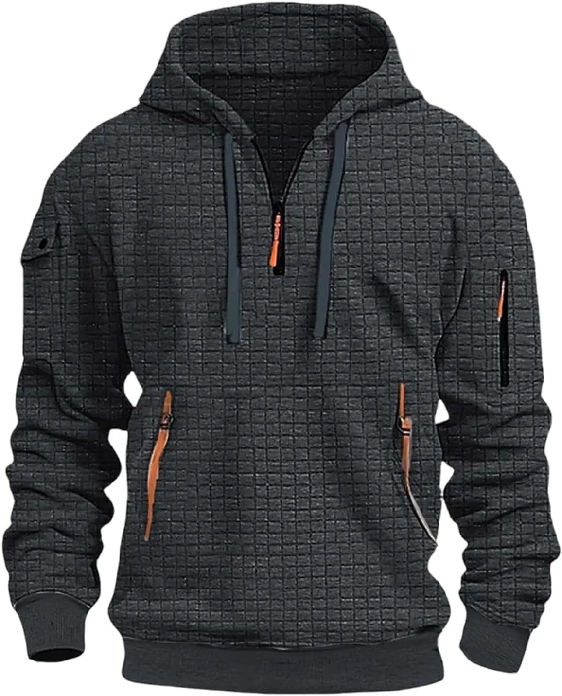 Men's Hoodies Quarter Zip Pullover Vintage Workout Running Active Hoodies with Pockets Military Tactical Sweatshirt