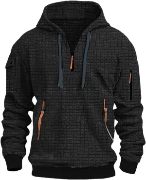 Men's Hoodies Quarter Zip Pullover Vintage Workout Running Active Hoodies with Pockets Military Tactical Sweatshirt