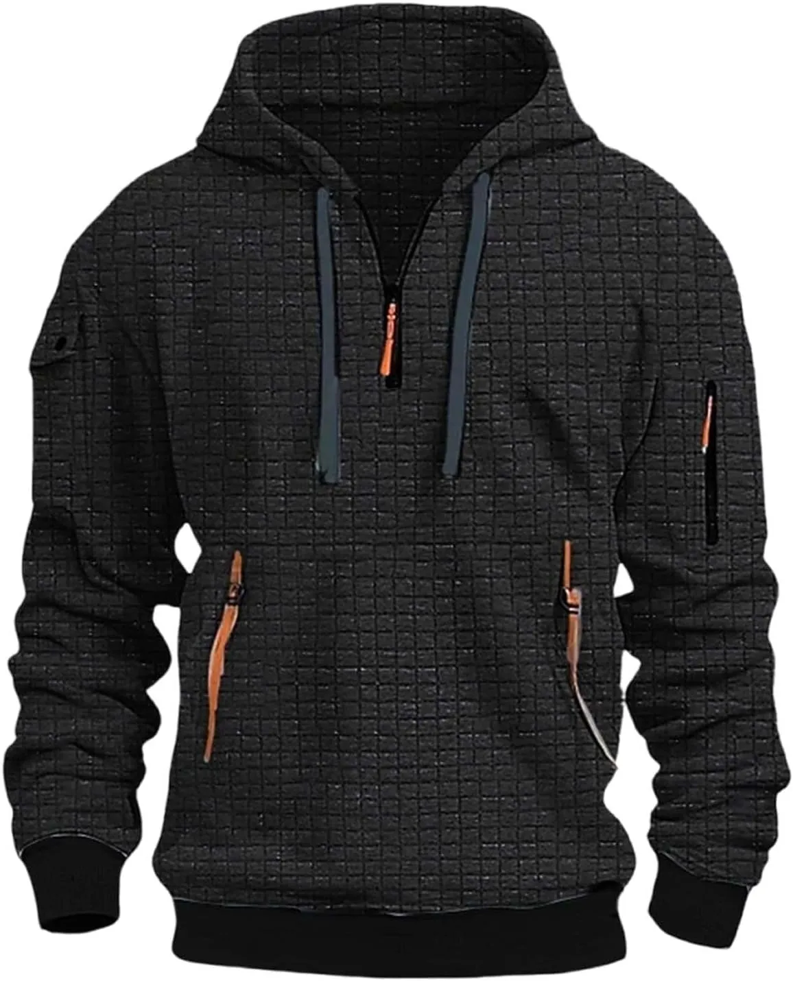 Men's Hoodies Quarter Zip Pullover Vintage Workout Running Active Hoodies with Pockets Military Tactical Sweatshirt