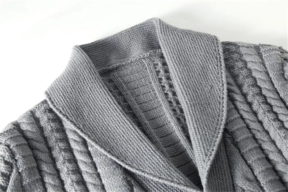 Men's Knit Sweater Cardigans Shawl Collar Slim Fit Casual Cable Knitted Button Down Cardigans Jacket