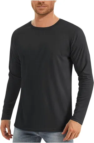 Men's Long Sleeve Pullover Quick Dry UPF 50  UV Swim Sun Shirt Running Fishing Workout Tee Outdoor Training Top