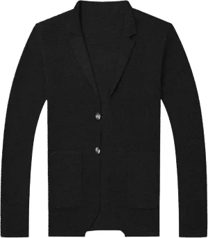 Mens Notch Collar Cardigans Sweaters Classic Casual Knit Textured Sweater Button Down Sweatshirt Cardigans