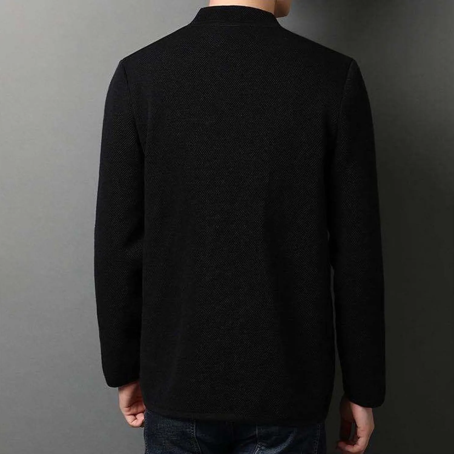 Mens Notch Collar Cardigans Sweaters Classic Casual Knit Textured Sweater Button Down Sweatshirt Cardigans