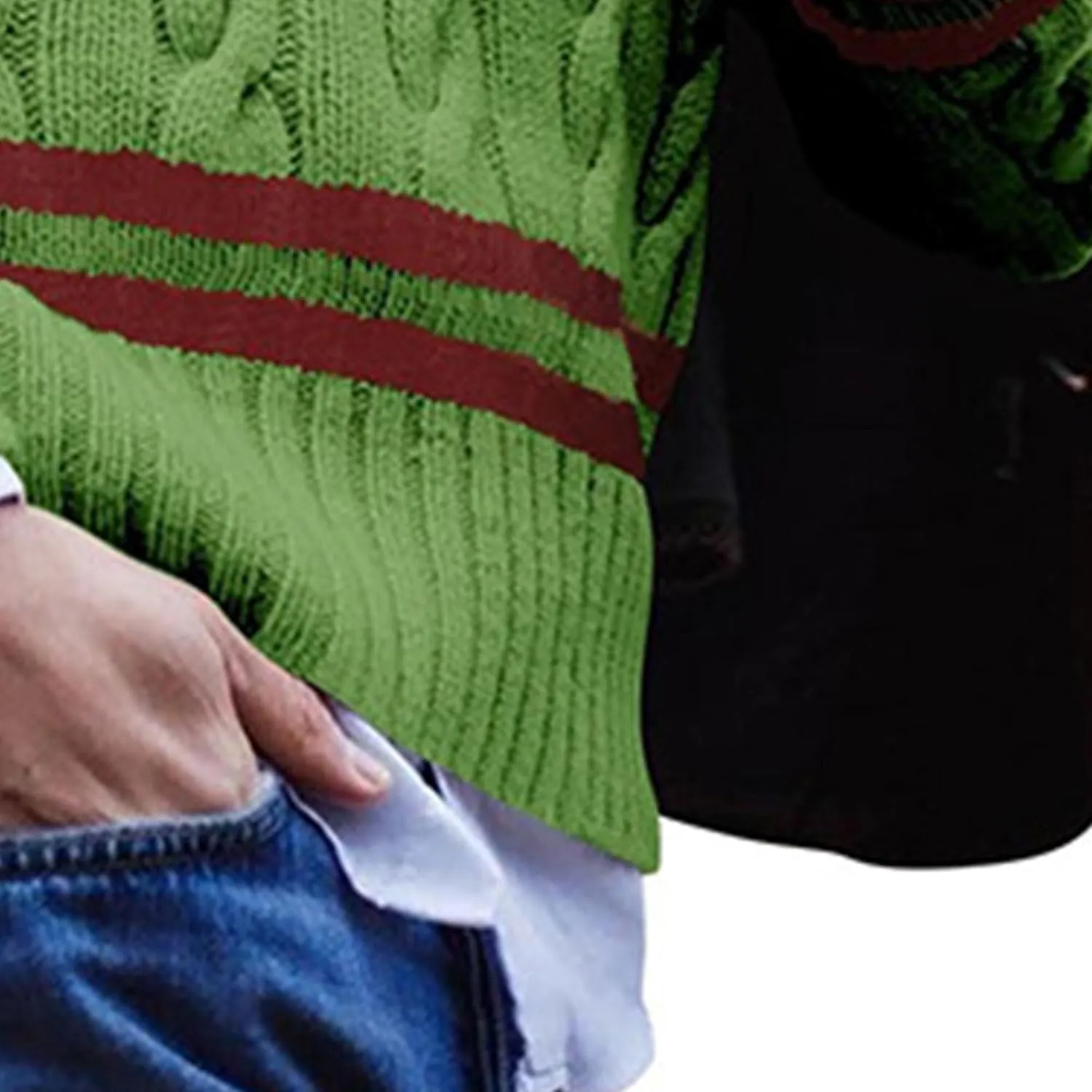 Men's Striped Knitted Pullover Slim Fit Knits Pullover Sweaters V Neck Stripes Male Long Sleeve Knit Sweater