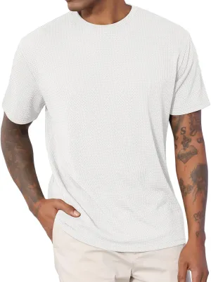 Men's T-Shirts Casual Knit Short Sleeve Crewneck Shirts Crewneck Shirts Knitted Pullover Tees