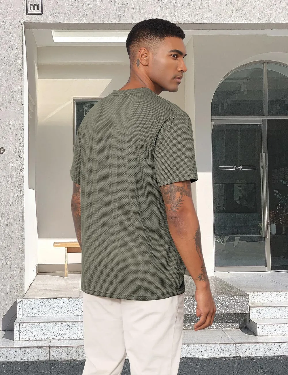 Men's T-Shirts Casual Knit Short Sleeve Crewneck Shirts Crewneck Shirts Knitted Pullover Tees