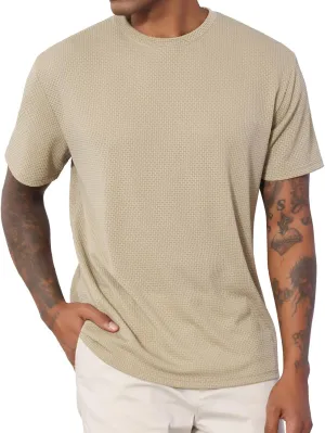 Men's T-Shirts Casual Knit Short Sleeve Crewneck Shirts Crewneck Shirts Knitted Pullover Tees