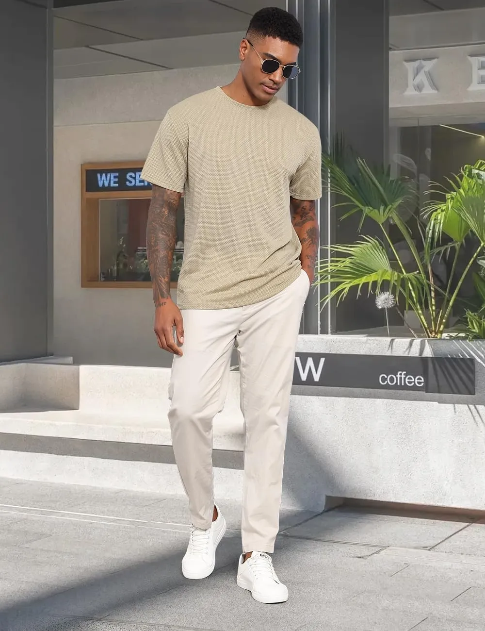 Men's T-Shirts Casual Knit Short Sleeve Crewneck Shirts Crewneck Shirts Knitted Pullover Tees