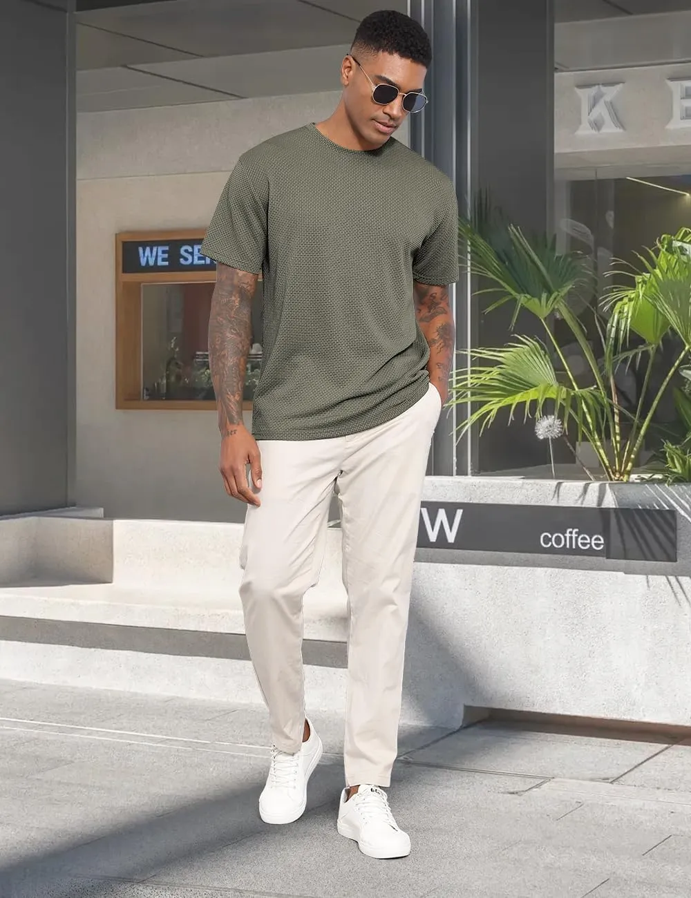 Men's T-Shirts Casual Knit Short Sleeve Crewneck Shirts Crewneck Shirts Knitted Pullover Tees